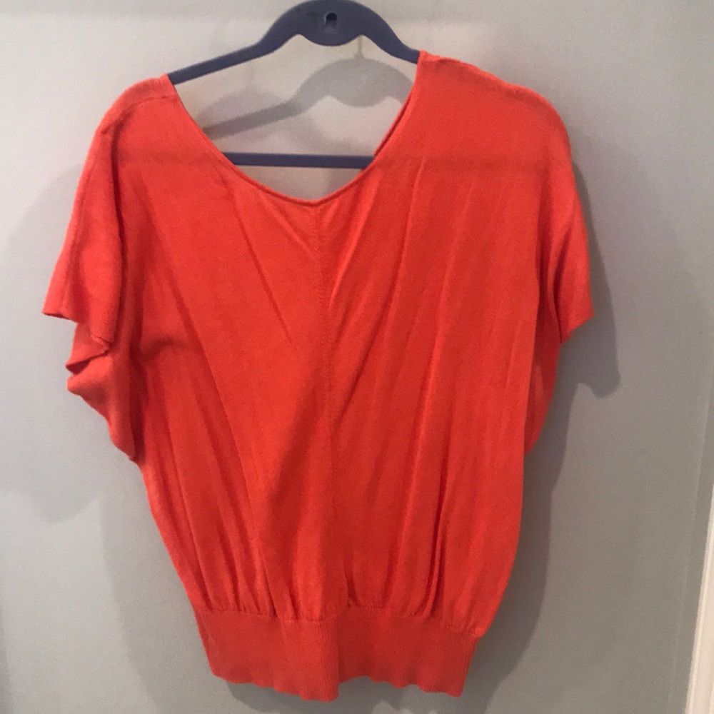 Moth for Anthropologie coral short sleeve sweater